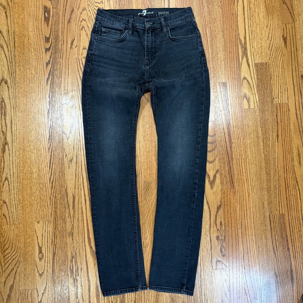 7 For All Mankind Paxtyn Black Mid-Rise Skinny Jeans